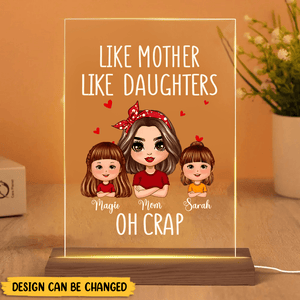 Like Mother Like Daughter Oh Crap - Personalized Acrylic LED Lamp - Best Gift For Mother - Giftago