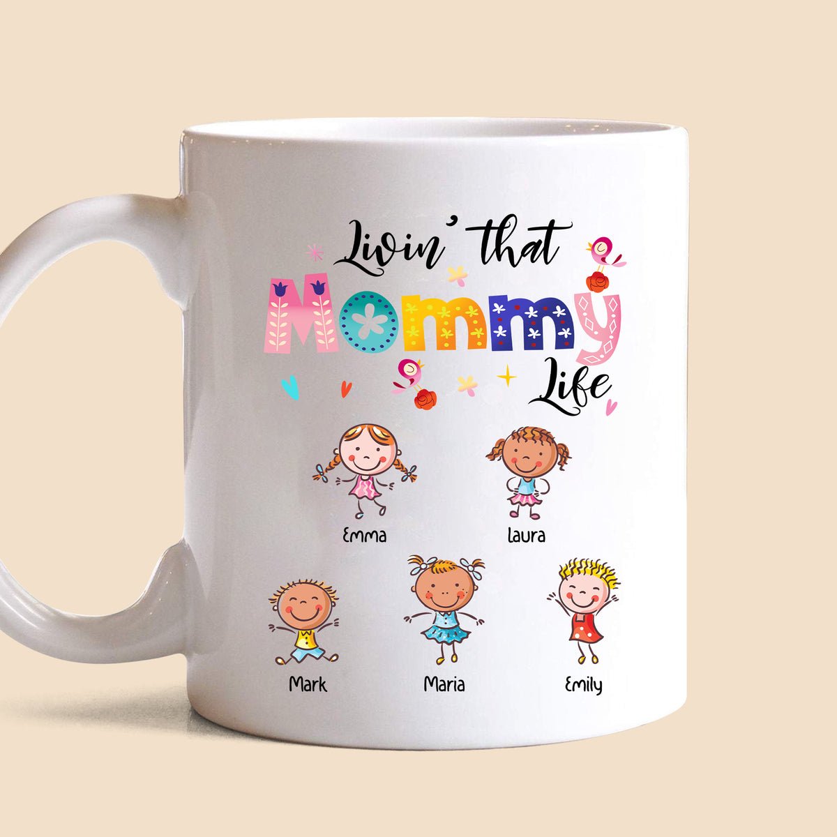 Livin' That Mommy/Grandma Life - Personalized White Mug - Best Gift For Mother, Grandma - Giftago