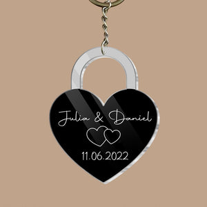 Lock and Key Heart - Personalized Acrylic Keychain - Best Gift for Couple - Giftago