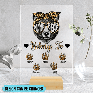 Mama Bear Belongs To - Personalized Acrylic Plaque - Best Gift For Mother - Giftago