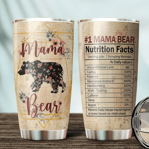 Personalized Mom Tumbler - Mama Bear Facts - Best Gift For Mom