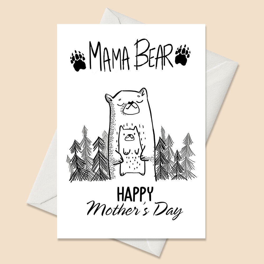 Mama Bear Folded Card - Best Gift For Mother, Grandma - Giftago