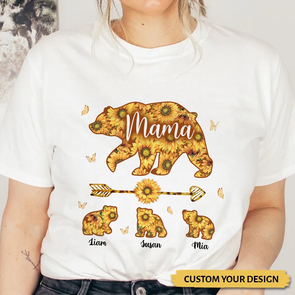 Mama Bear Sunflower - Personalized T-Shirt/ Hoodie - Best Gift For