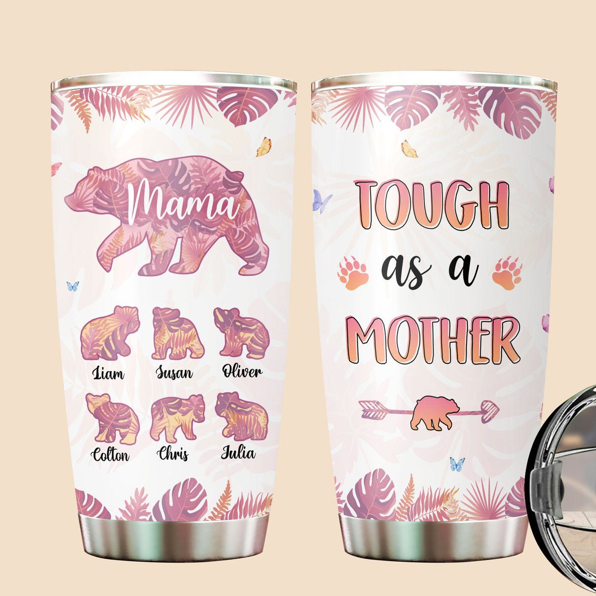 Personalized Mom Tumbler - Mama Bear Tropical - Gift For Mom