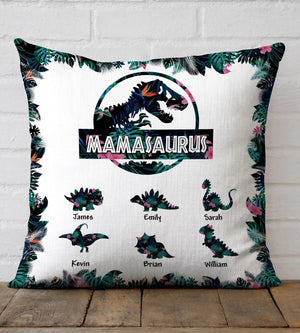 Mamasaurus And Baby Dinosaur Tropical Forest - Personalized Pillow - Best Gift For Mother - Giftago