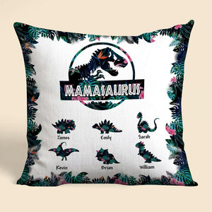 Mamasaurus And Baby Dinosaur Tropical Forest - Personalized Pillow - Best Gift For Mother - Giftago