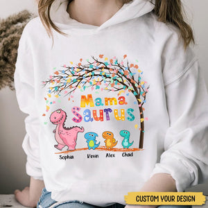 Mamasaurus & Cute Dinosaurs - Personalized T-Shirt/ Hoodie - Best Gift For Mother, Grandma - Giftago