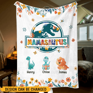 Personalized Mom Blanket -  Mamasaurus Cute Flower Blanket - Giftago - 3
