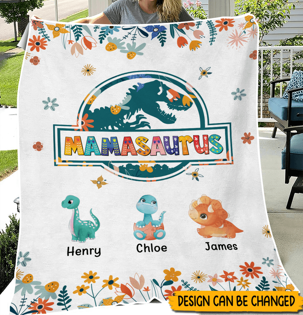 Personalized Mom Blanket -  Mamasaurus Cute Flower Blanket - Giftago - 4