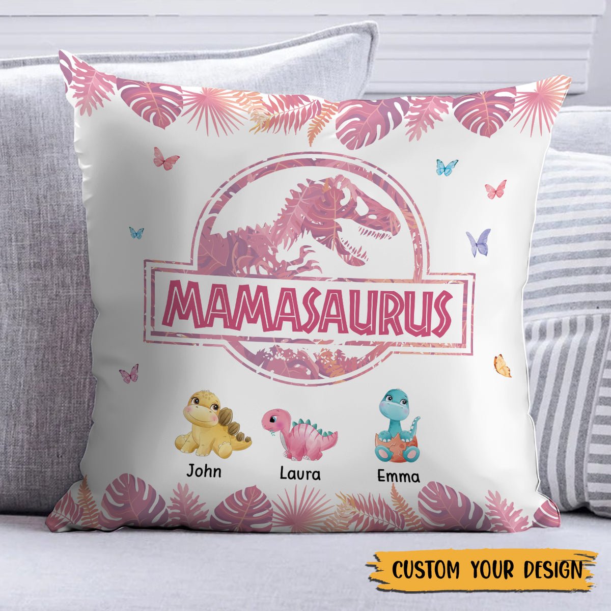 Mamasaurus - Personalized Pillow - Best Gift For Mother, Grandma - Giftago