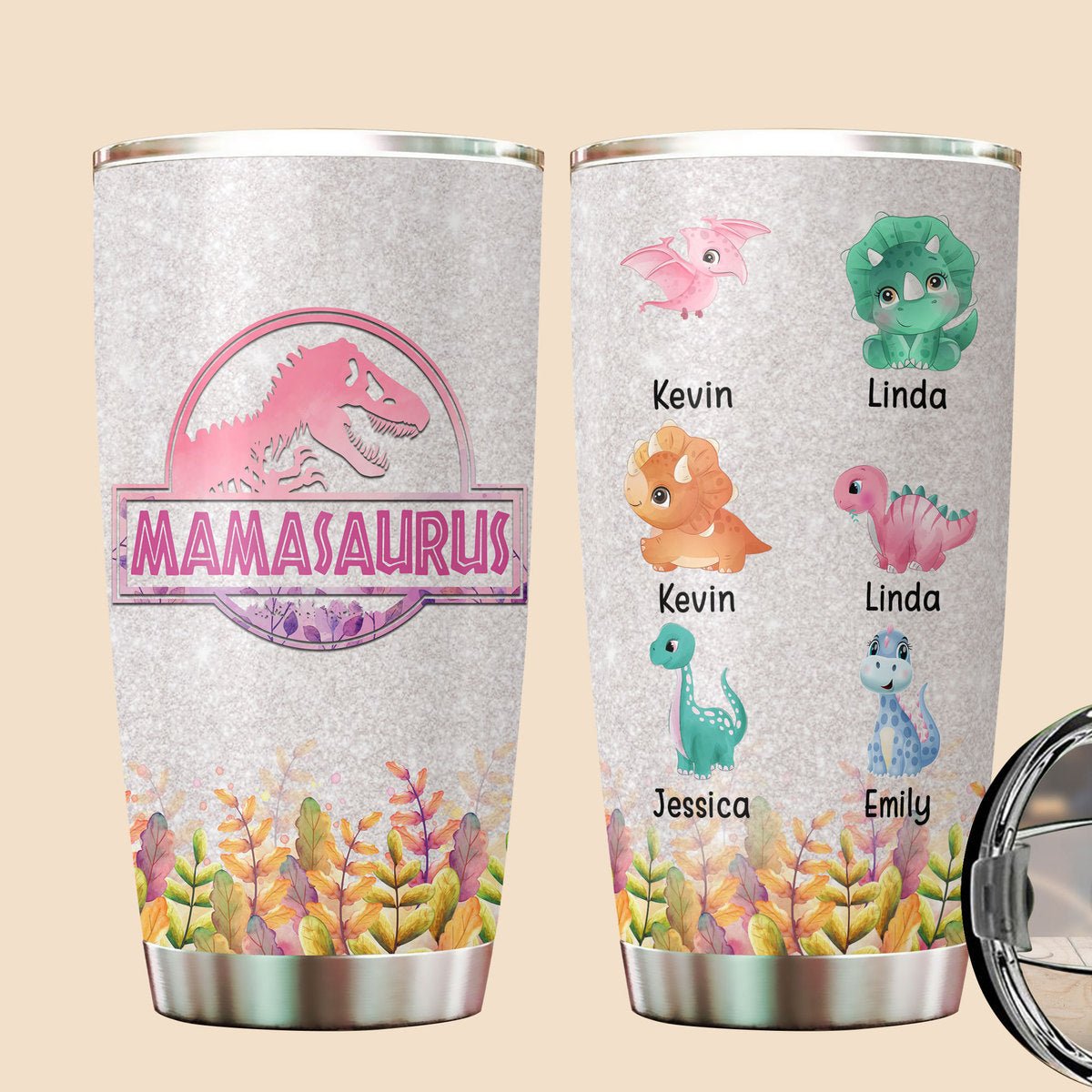 Personalized Tumbler - Mamasaurus & Photo - Best Gift For Mother - Giftago