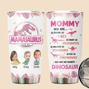 Mamasaurus Tumbler Gift for Mama 20oz Tumbler Pink White