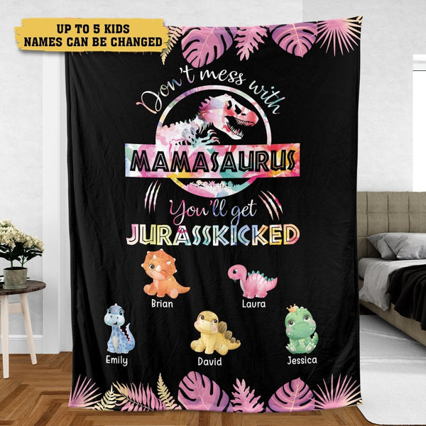 Mamasaurus Blanket, Dinosaur Blanket, Mama Blanket, Flower Blanket, Custom  Name Blanket, Family Blanket