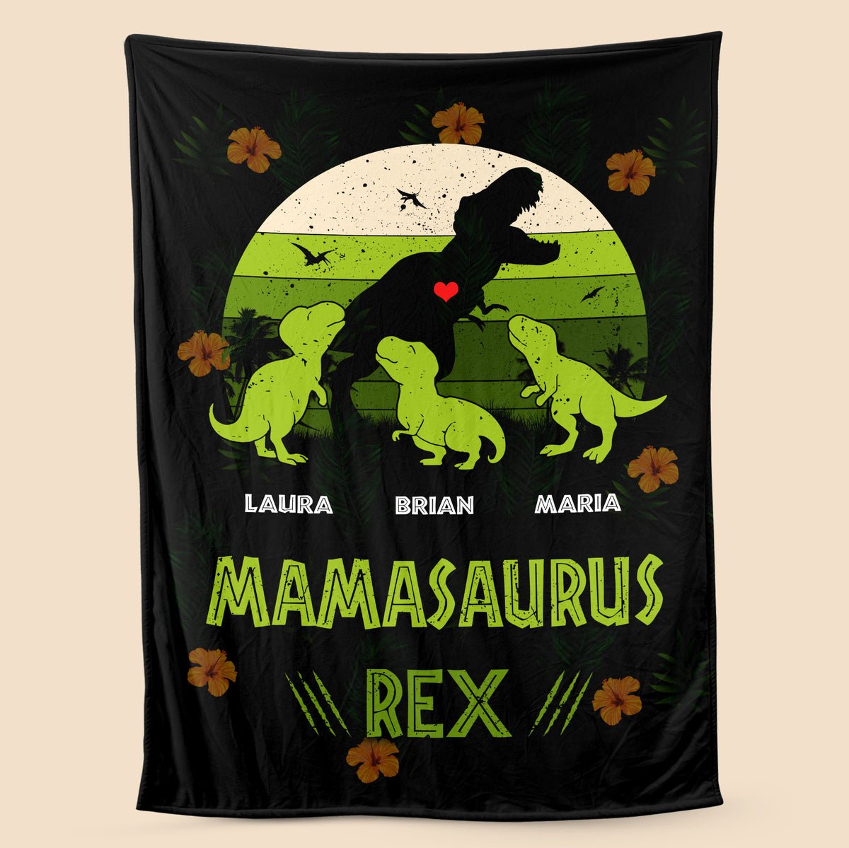 Mamasaurus Rex - Personalized Blanket - Best Gift For Mom - Giftago