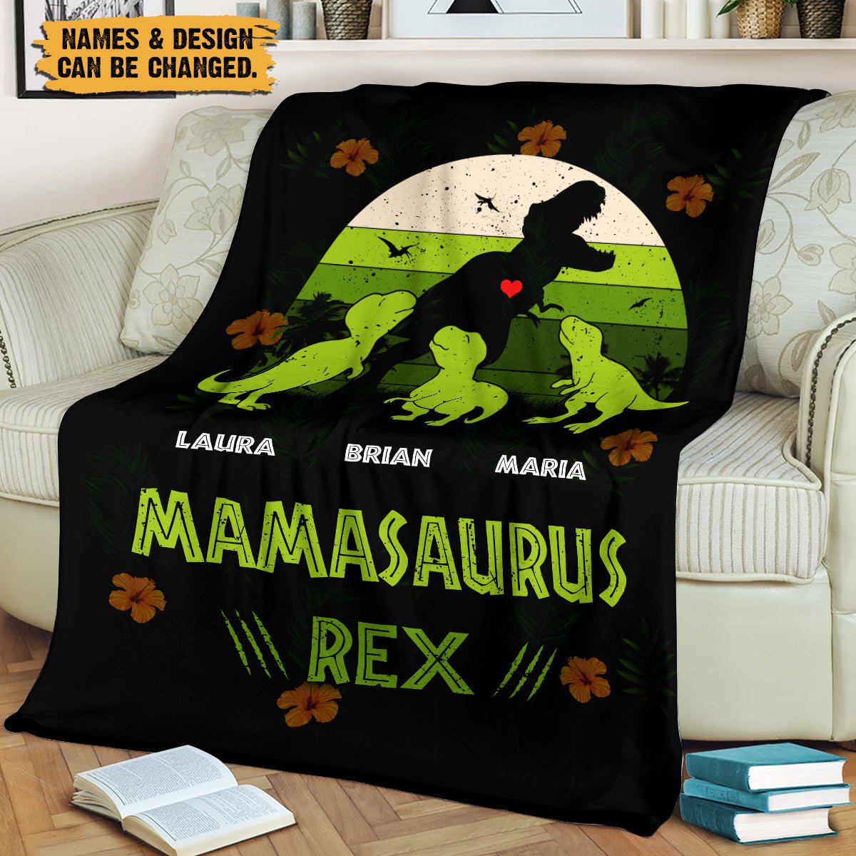 Mamasaurus Blanket, Dinosaur Blanket, Mama Blanket, Flower Blanket, Custom  Name Blanket, Family Blanket