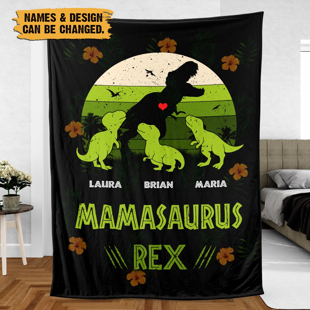 Mamasaurus Blanket, Dinosaur Blanket, Mama Blanket, Flower Blanket, Custom  Name Blanket, Family Blanket