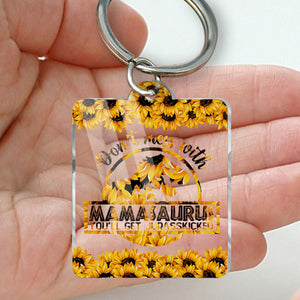 Mamasaurus Sunflower Acrylic Keychain - Best Gift For Mom, Grandma - Giftago