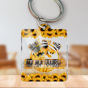 Mamasaurus Sunflower Acrylic Keychain - Best Gift For Mom, Grandma - Giftago