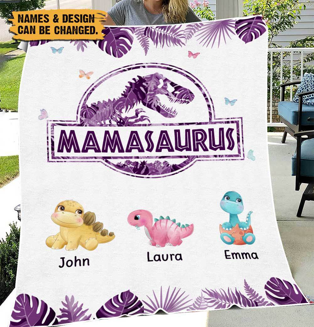 Personalized Tumbler - Mamasaurus Purple Tropical