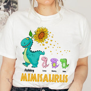 Mimisaurus Sunflower Dinosaur Family - Personalized T-Shirt/ Hoodie - Best Gift For Mother, Grandma - Giftago
