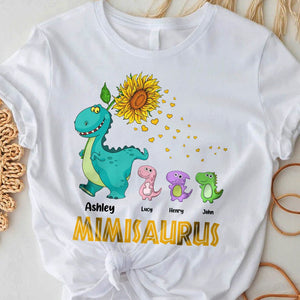 Mimisaurus Sunflower Dinosaur Family - Personalized T-Shirt/ Hoodie - Best Gift For Mother, Grandma - Giftago