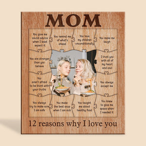 Personalized Wooden Puzzle Piece Collage For Mom - Mom 12 Reasons Why I Love You - Giftago - 2