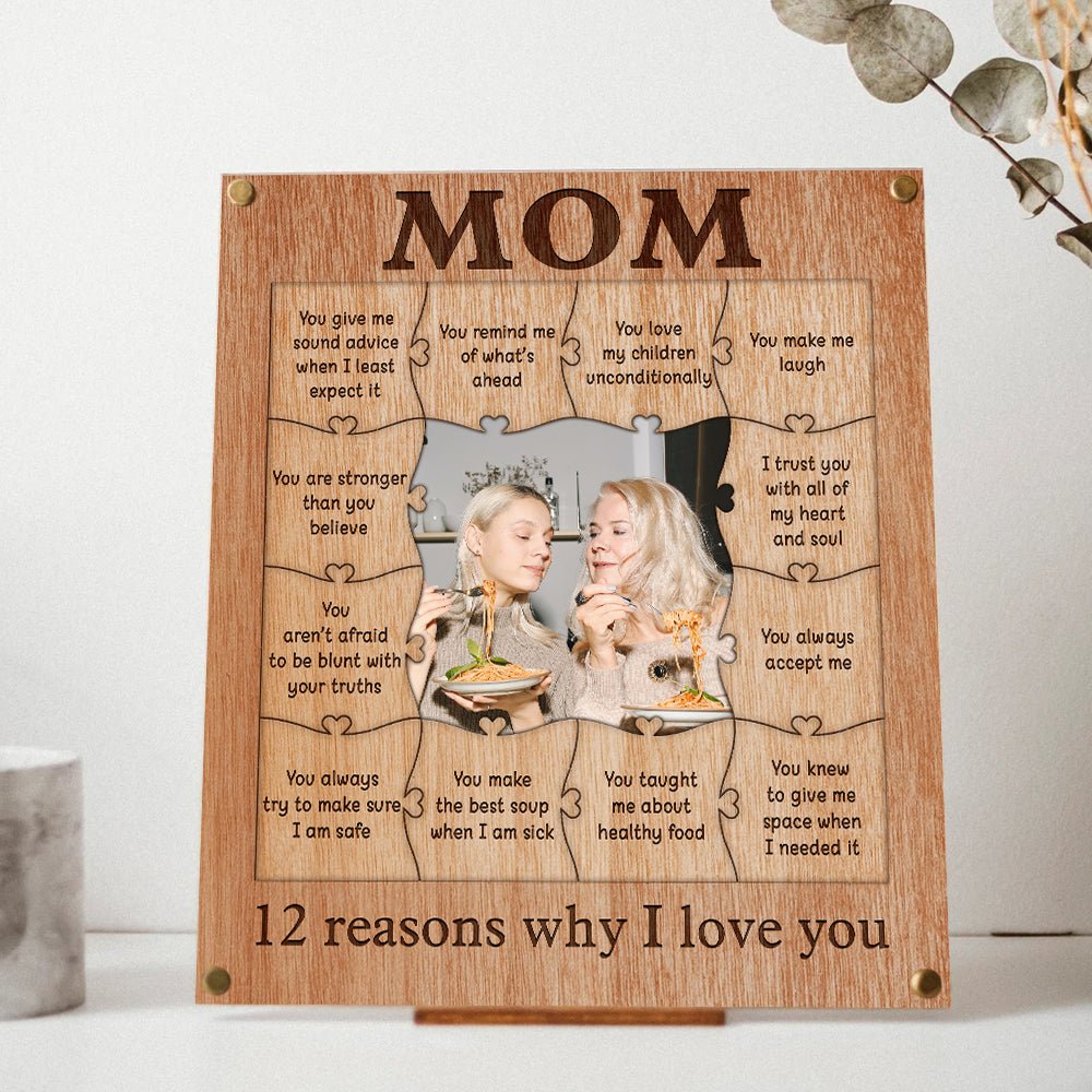 Personalized Wooden Puzzle Piece Collage For Mom - Mom 12 Reasons Why I Love You - Giftago - 1
