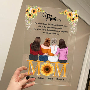 Mom I Need To Say I Love You Mother Daughter Sunflower - Personalized Acrylic Plaque - Best Gift For Mother - Giftago