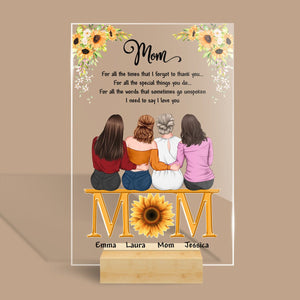 Mom I Need To Say I Love You Mother Daughter Sunflower - Personalized Acrylic Plaque - Best Gift For Mother - Giftago