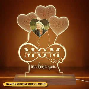 Mom Photo Bubble Heart - Personalized Bubble Acrylic LED Lamp - Best Gift For Mother - Giftago
