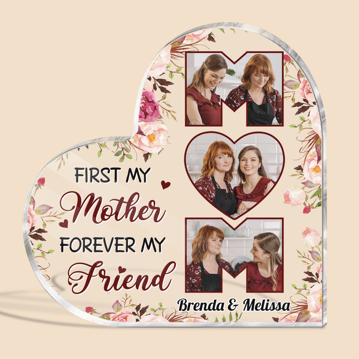 MOM Photo Collage Forever Love Child - Personalized Heart Plaque - Gift for Mom - Giftago