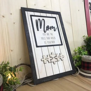 Personalized 3D Wooden Sign - "Mom, You Are The Piece That Holds Us Together" - Giftago - 2