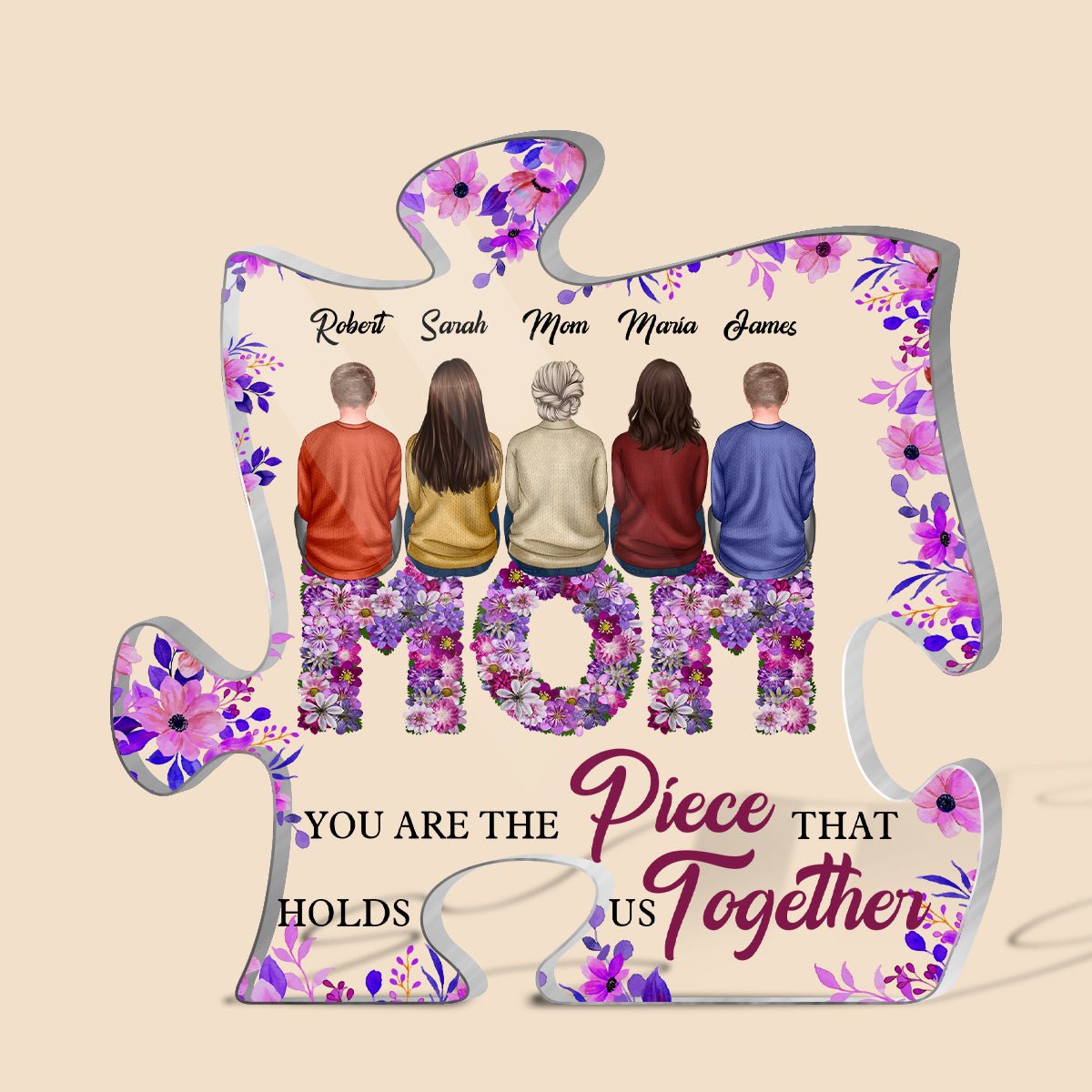 Mom You Are The Piece That Holds Us Together - Personalized Puzzle Plaque - Best Gift for Mother - Giftago