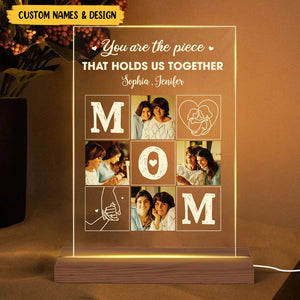 Personalized Acrylic LED Lamp For Mom - Mom, You're The Piece That Holds Us Together - Giftago - 2