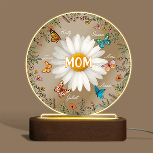 Personalized Acrylic LED Lamp For Mom - "Mom/Grandma Flower With Kids" - Giftago - 1