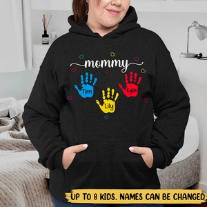 Mom/Grandma With Kid Hands - Personalized T-Shirt/ Hoodie - Best Gift For Mother, Grandma - Giftago