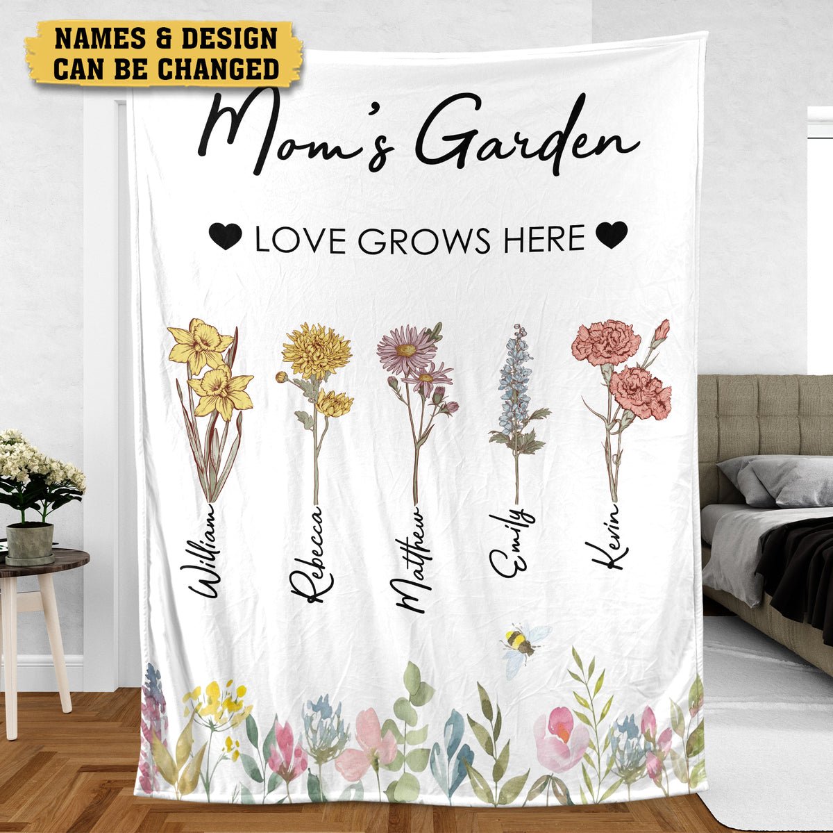 Personalized Gift Ideas For Mom - Mom/Grandma's Garden Birth Month Flower Blanket - Giftago - 6