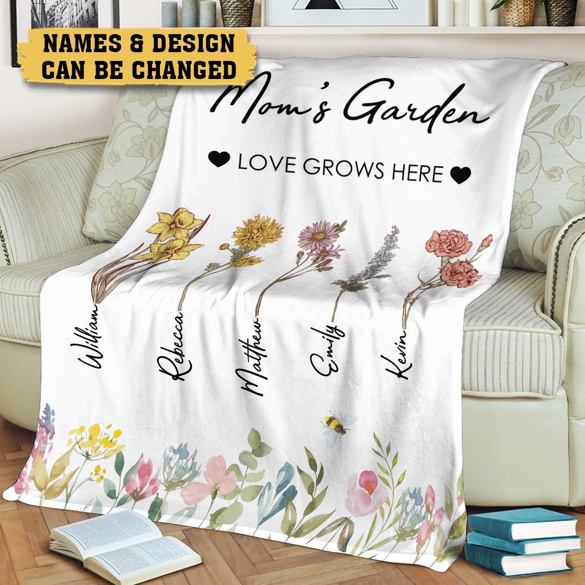  Mom's Garden Love Grows Here Personalized Blanket, Custom Birth  Month Flower with Kids Ideas for Mom Grandma Mimi Nana, Made from Fleece  Sherpa, 30x40 50x60 60x80 Inches : Home & Kitchen