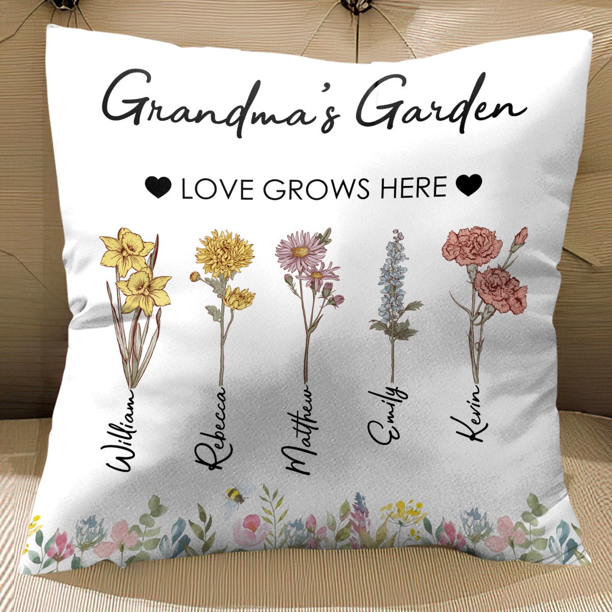 Personalizeda Pillow - Mom/Grandma's Garden Birth Month Flower - Giftago - 3