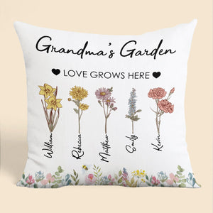 Mom/Grandma's Garden Birth Month Flower - Personalized Pillow - Best Gift For Mother, Grandma - Giftago