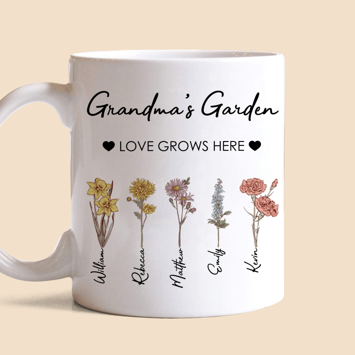 Personalized Mug For Mom - Mom/Grandma's Garden Birth Month Flower - Giftago - 1