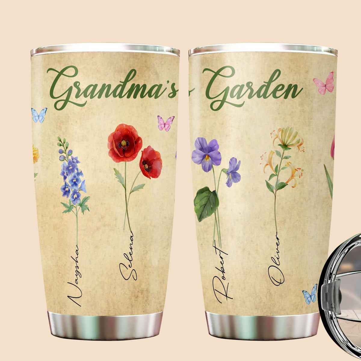 Mom/Grandma's Garden Birth Month Flower Tumbler - Personalized Tumbler - Best Gift For Mother - Giftago