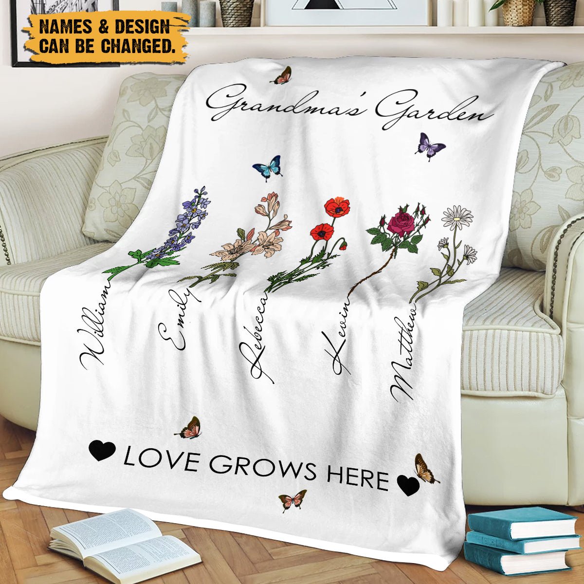  Mom's Garden Love Grows Here Personalized Blanket, Custom Birth  Month Flower with Kids Ideas for Mom Grandma Mimi Nana, Made from Fleece  Sherpa, 30x40 50x60 60x80 Inches : Home & Kitchen