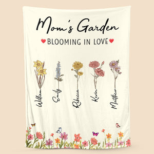 Personalized Blanket With Names -  Mom/Grandma's Garden Birth Month Flower (Version 5) - Giftago - 1