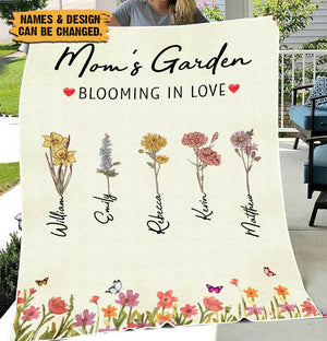 Personalized Blanket With Names -  Mom/Grandma's Garden Birth Month Flower (Version 5) - Giftago - 3