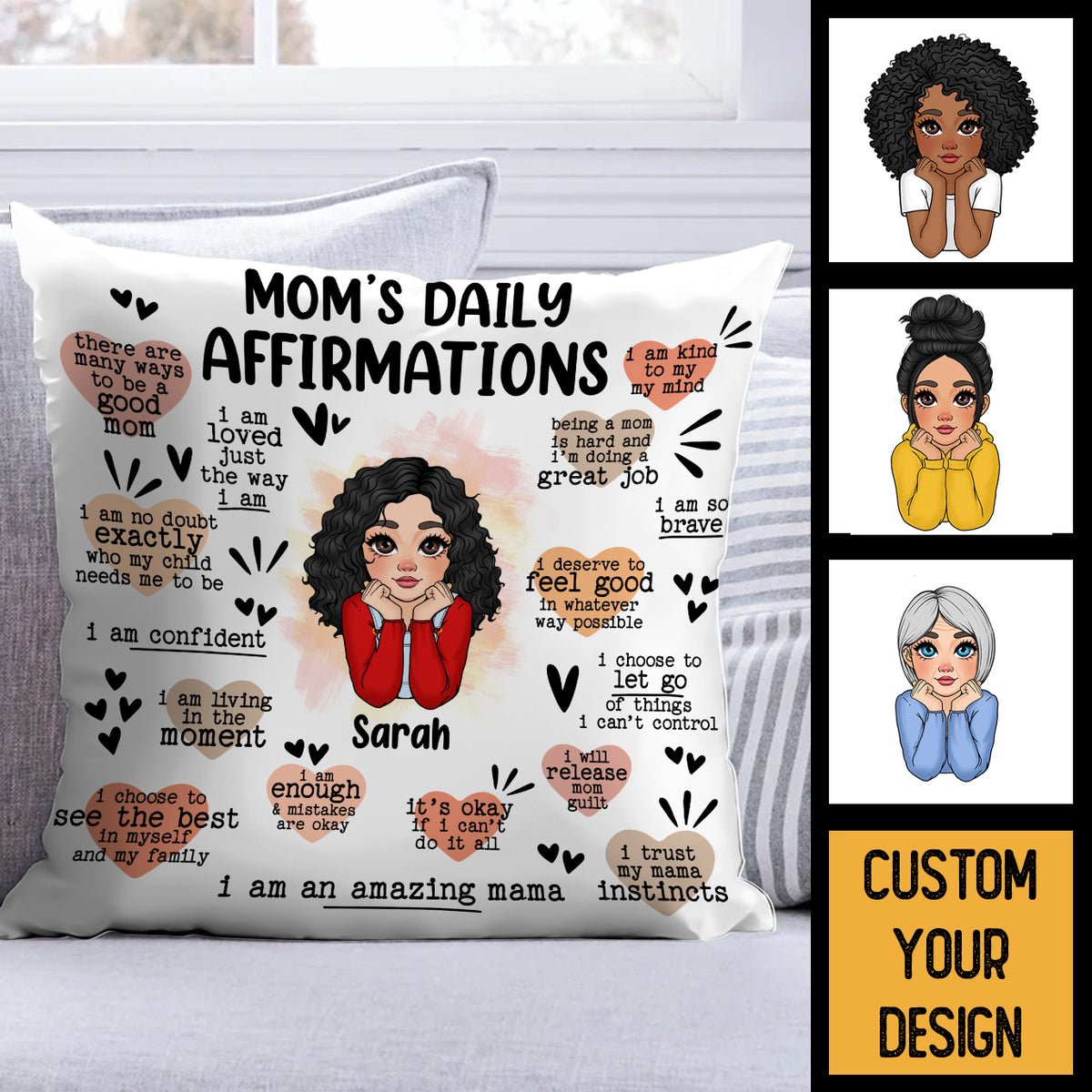 Mom's Daily Affirmations - Personalized Pillow - Best Gift For Mom - Giftago