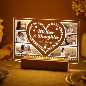 Mother And Daughter Photo Collage - Personalized Acrylic LED Lamp - Best Gift For Mother - Giftago