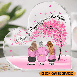 Mother & Daughters Forever Linked Together - Personalized Heart Acrylic Plaque - Best Gift For Mother - Giftago