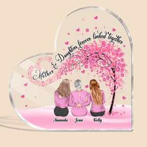 Mother & Daughters Forever Linked Together - Personalized Heart Acrylic Plaque - Best Gift For Mother - Giftago