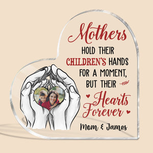 Mother Holds Their Children's Hearts Forever Photo - Personalized Heart Plaque - Gift for Mom - Giftago